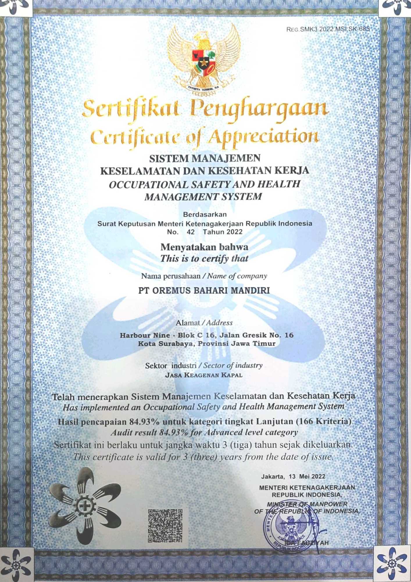 CERTIFICATE SMK3L